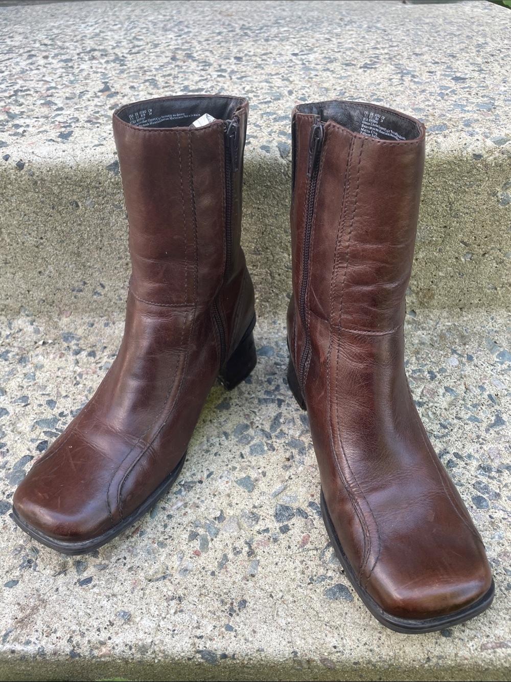 Hush Puppies Brown Leather Ankle Zip Boots
